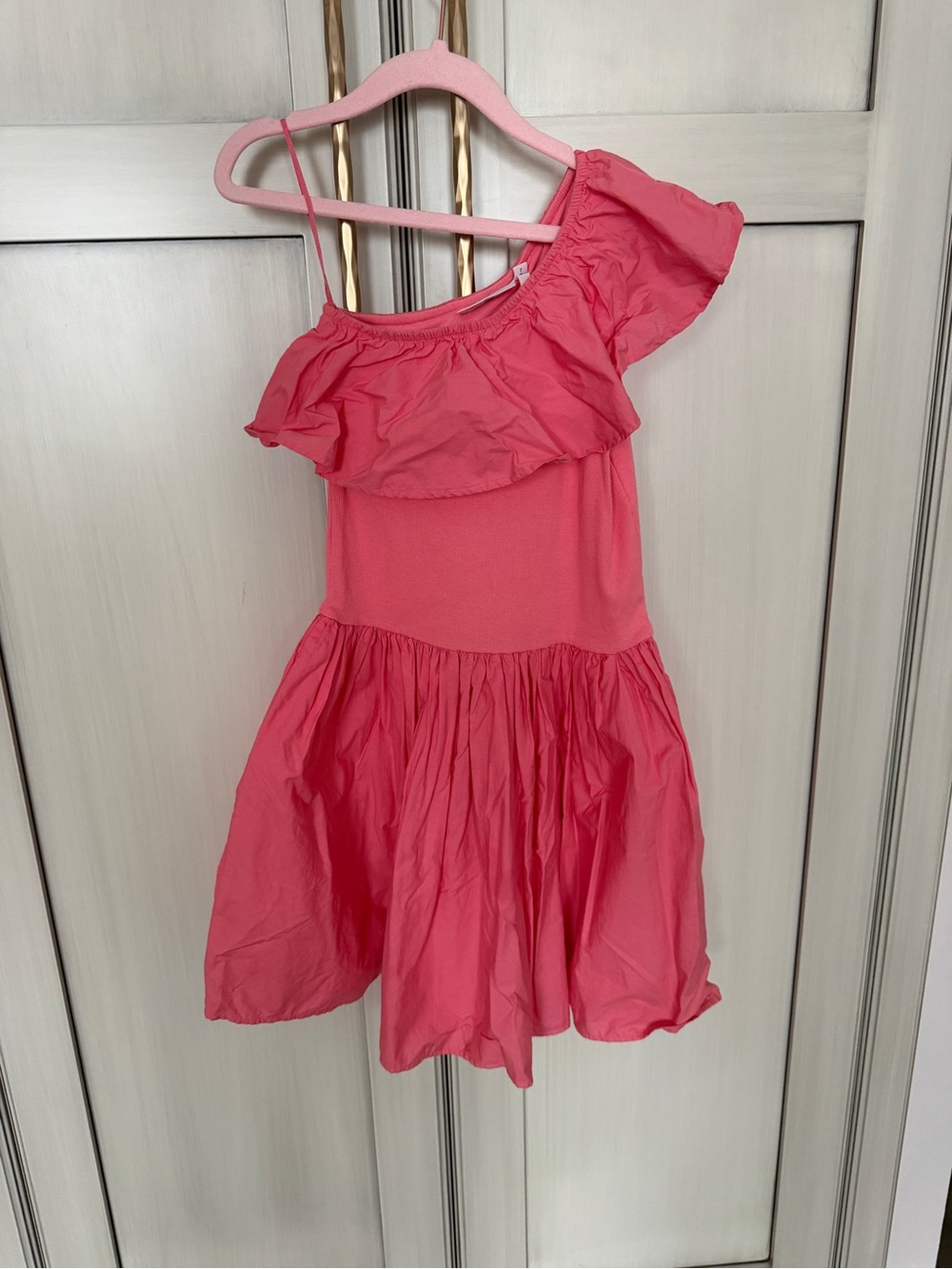 Molo Pink One-Shoulder Ruffle Casual Dress
